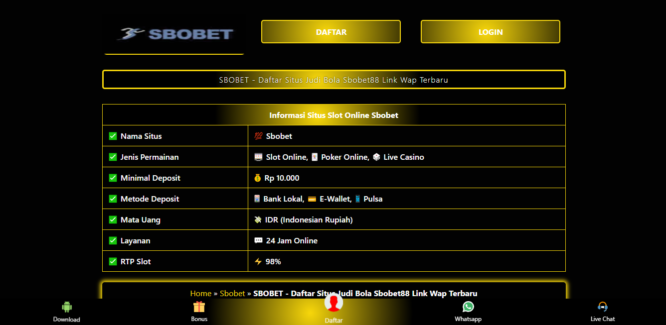 Slot SBOBET: Memasuki Dunia Keberuntungan dengan Mesin Slot Online